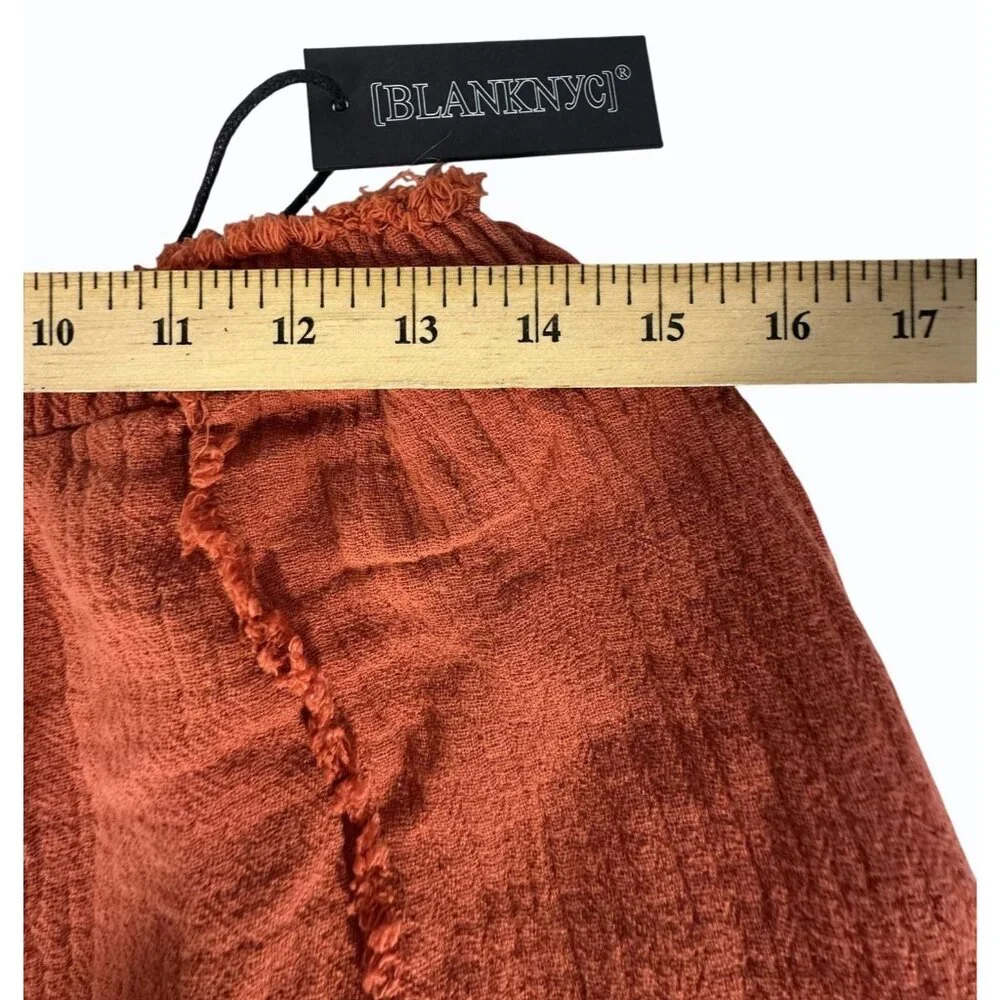 BlankNYC Women's Frayed Hem Stretch Waist Rust Orange Shorts‎ Cotton Blend Small - Picture 11 of 11